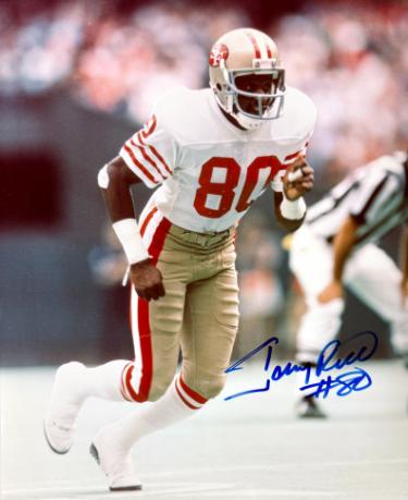 Jerry Rice signed San Francisco 49ers 8x10 Photo #80 minor dings- NFL Alumni, Inc. LOA (HOF/3X SB Champs/13X Pro Bowl)