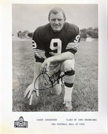 Sonny Jurgensen signed Class of 1983 Enshrinee Pro Football Hall of Fame Licensed 8x10 Photo imperfect- COA