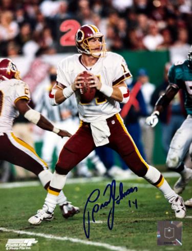 Brad Johnson signed Washington NFL Licensed 8x10 Photo minor dings- COA/Show Ticket