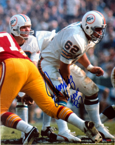 Jim Langer signed Miami Dolphins NFL Licensed 8x10 Photo HOF 87 minor dings- COA/Show Ticket