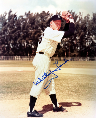Whitey Ford signed New York Yankees 8x10 Photo minor dings- COA (HOF/6X WS Champ)