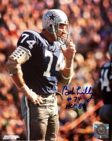 Bob Lilly signed Dallas Cowboys NFL Licensed 8x10 Photo #74 HOF 80 imperfect- COA/Show Ticket