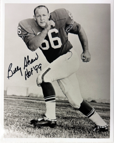 Billy Shaw signed Buffalo Bills Vintage B&W 8x10 Photo HOF 99 minor dings- COA