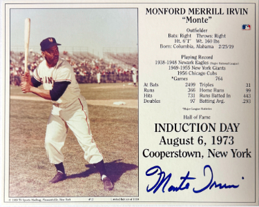 Monte Irvin signed New York Mets MLB Licensed Hall of Fame Induction Day 8x10 Photo/Card minor spot- Tuff Stuff LOA/Show Ticket