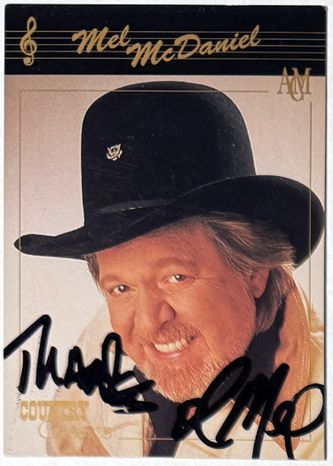 Mel McDaniel signed 1992 Collect-A-Card ACM Country Classics On Card Auto #69- COA