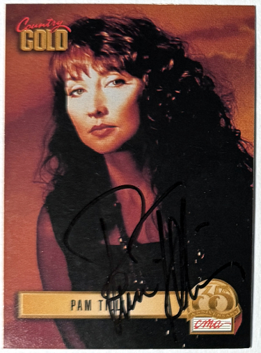 Pam Tillis signed 1993 Sterling Country Gold CMA 35TH Anniversary On Card Auto #90 (Country Music Artist/Singer)
