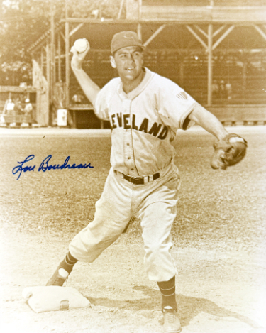 Lou Boudreau signed Cleveland Sepia Tone Vintage 8x10 Photo- COA (HOF)