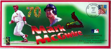 Mark McGwire 1998 70 Home Runs Commemorative Stamped Envelope Dated 9/27/98 imperfect