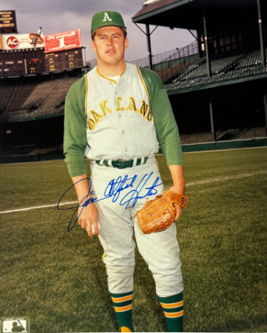 Jim "Catfish" Hunter signed Oakland A's 8x10 Photo imperfect- Stacks of Plaques COA (HOF/5X WSC)