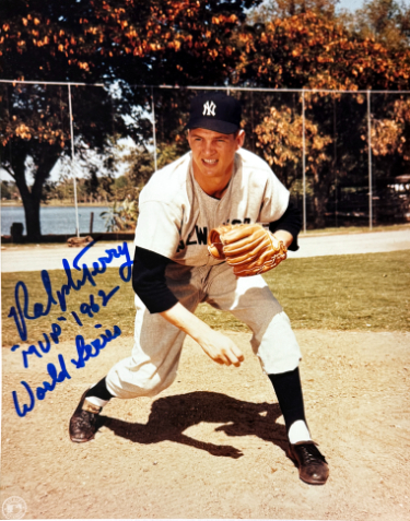 Ralph Terry signed New York Yankees MLB Licensed 8x10 Photo MVP 1962 World Series- Collector's Showcase COA/Show Ticket