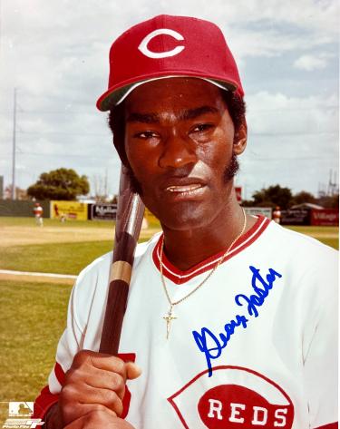 George Foster signed Cincinnati Reds MLB Licensed 8x10 Photo minor dings- COA/Show Ticket (Big Red Machine/77 MVP)