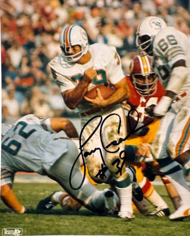 Larry Csonka signed Miami Dolphins 8x10 Photo #39 minor dings- Tuff Stuff COA