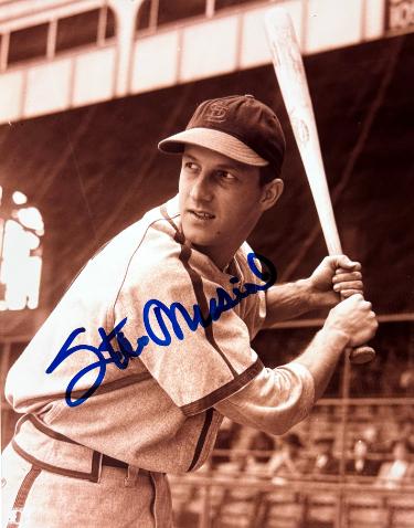 Stan Musial signed St. Louis Cardinals Vintage MLB Licensed 8x10 Sepia Photo minor dings- COA (HOF)