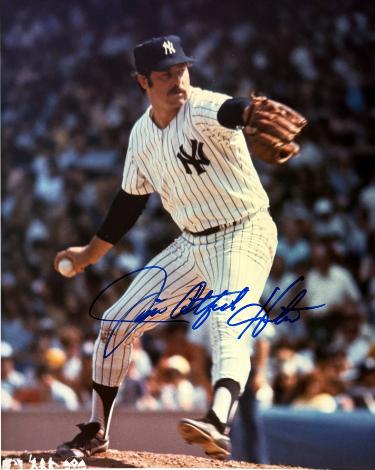 Jim "Catfish" Hunter signed New York Yankees 8x10 Photo minor dings- COA (5X WSC)