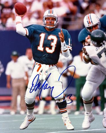 Dan Marino signed Miami Dolphins 8x10 Photo #13 minor dings- NFL Alumni LOA (HOF)