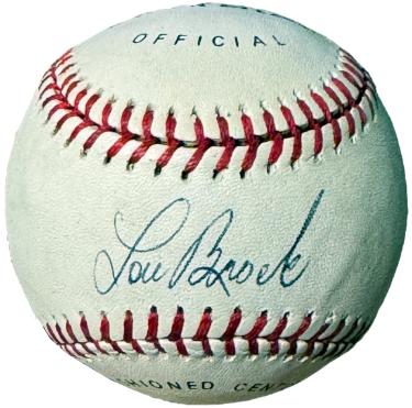 Lou Brock signed Official Spalding All Star Baseball imperfect- COA (HOF/St. Louis Cardinals)
