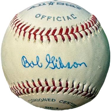 Bob Gibson signed Official Spalding All Star Baseball imperfect- COA (HOF/St. Louis Cardinals)