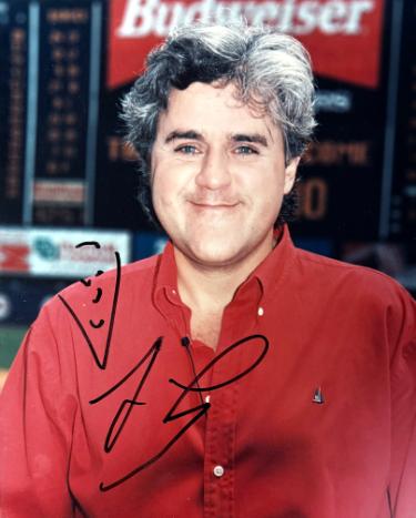 Jay Leno signed 8x10 Photo w/ Face Drawing minor smudge- COA (Comedian/Television)