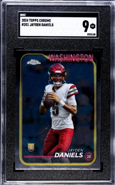 Jayden Daniels 2024 Topps Chrome Rookie Card (RC) #201- SGC Graded 9 Mint (Washington Commanders)