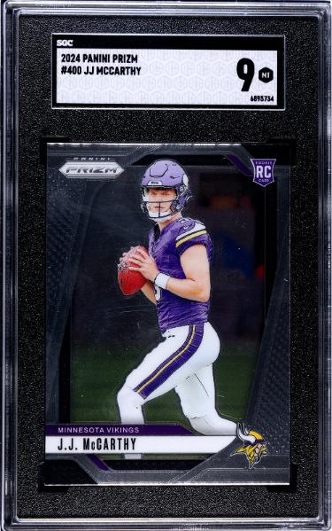 JJ (J.J) McCarthy 2024 Panini Prizm Rookie Card (RC) #400- SGC Graded 9 Mint (Minnesota Vikings)