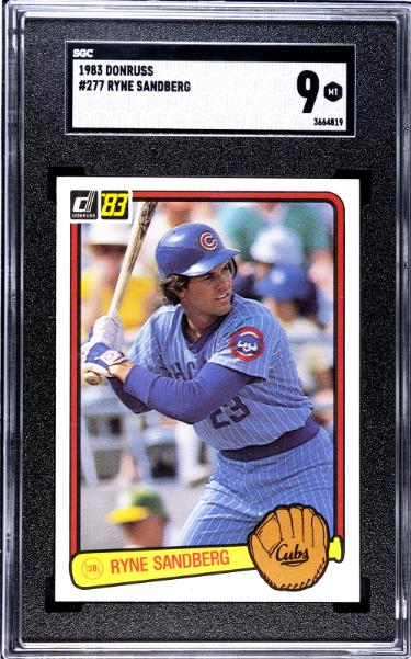 Ryne Sandberg 1983 Donruss Rookie Card (RC) #277- SGC Graded 9 MT (Chicago Cubs/HOF)
