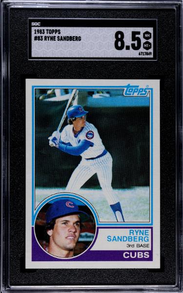 Ryne Sandberg 1983 Topps Rookie Card (RC) #83- SGC Graded 8.5 NM-MT+ (Chicago Cubs/HOF)