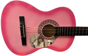 Taylor Swift signed Tortured Poets Cut Pink Sunburst 38" Acoustic Guitar- JSA#AZ09564 (CD signed Cut)