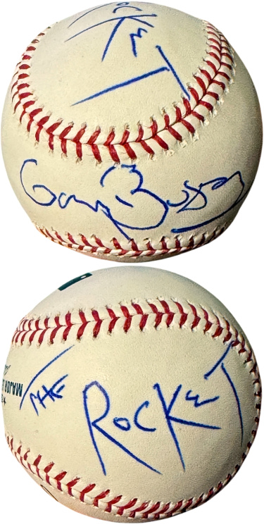 Gary Busey signed Official Rawlings Major League Baseball THE ROCKET- COA (1993 Rookie of the Year Movie)