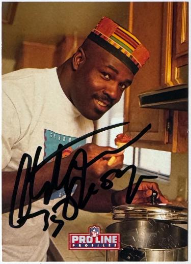 Christian Okoye signed 1992 NFL Pro Line Profiles Certified On Card Auto #3 (Kansas City Chiefs)- Embossed Certified Authentic