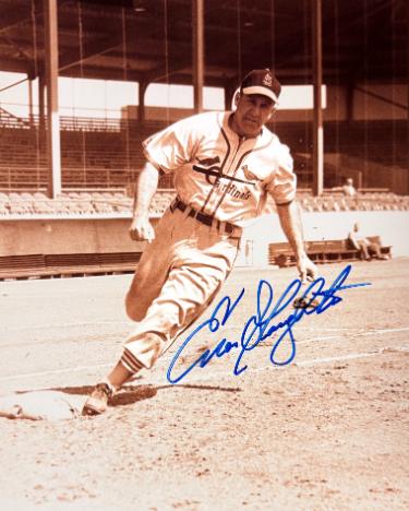 Enos Slaughter signed St. Louis Cardinals 8x10 Photo minor dings- COA (HOF)