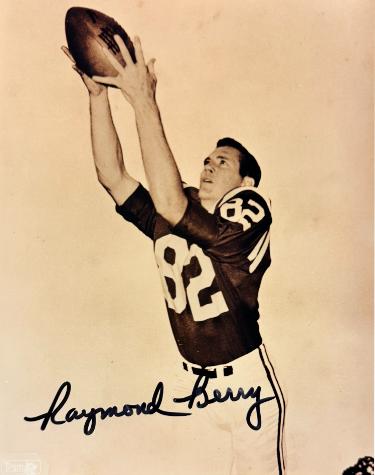 Raymond Berry signed Baltimore Colts NFL Licensed Sepia Tone 8X10 Photo minor dings- COA (HOF)