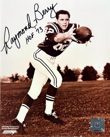 Raymond Berry signed Baltimore Colts NFL Licensed Sepia Tone 8X10 Photo HOF 1973 minor dings- COA