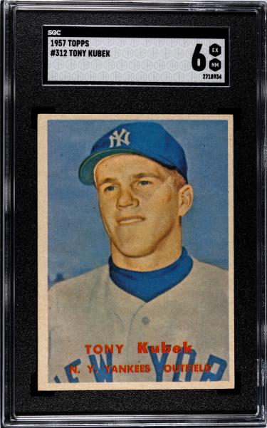 Tony Kubek 1957 Topps Rookie Card (RC) #312- SGC Graded 6 EX-NM (New York Yankees)