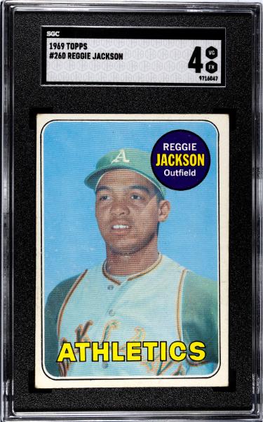 Reggie Jackson 1969 Topps Rookie Card (RC) #260- SGC Graded 4 VG-EX (Oakland A's/HOF)