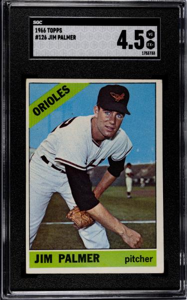 Jim Palmer 1966 Topps Rookie Card (RC) #126- SGC Graded 4.5 VG-EX+ (Baltimore Orioles/HOF)