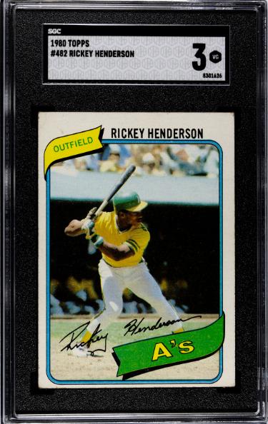 Rickey Henderson 1980 Topps Rookie Card (RC) #482- SGC Graded 3 VG (A's/HOF)