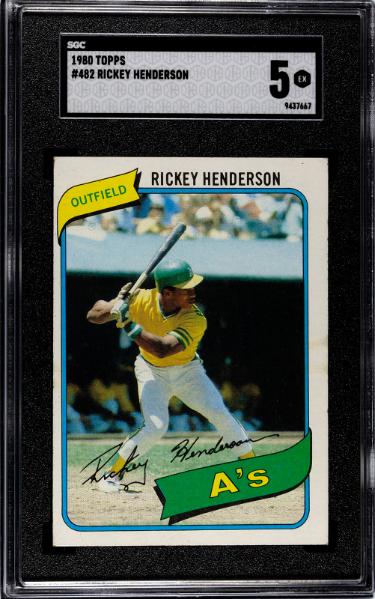Rickey Henderson 1980 Topps Rookie Card (RC) #482- SGC Graded 5 EX (A's/HOF)