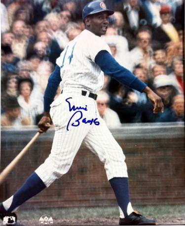 Ernie Banks signed Chicago Cubs MLB Licensed 8x10 Photo minor dings- COA (HOF)