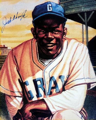 Josh Gibson, Jr. signed Homestead Grays Negro League 8x10 Photo minor dings- COA