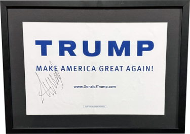 Donald Trump Signed Make America Great Again MAGA Campaign Poster Custom Framing  JSA LOA (23x17/POTUS)