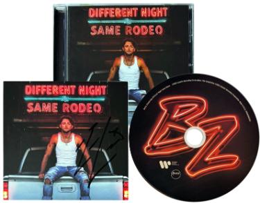 Bailey Zimmerman signed 2025 Different Night Same Rodeo 4x4 Art Card Insert/CD/Case- COA