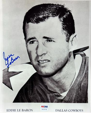 Eddie LeBaron signed Dallas Cowboys 8x10 Photo minor dings- PSA/CSA Show Ticket (Dallas 1st QB)