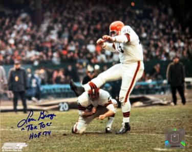 Lou Groza signed Cleveland Browns NFL Licensed 8x10 Photo dual "The Toe" & HOF 74- COA/Show Ticket