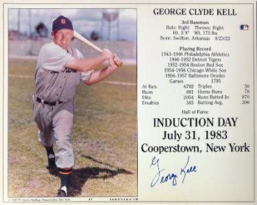 George Kell signed Detroit Tigers MLB Licensed Hall of Fame Induction Day 8x10 Photo/Card- COA