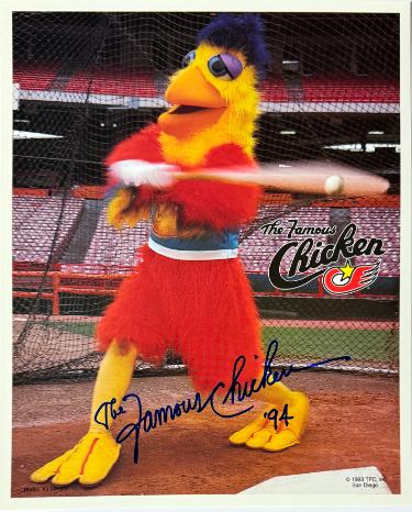 The Famous Chicken signed San Diego 1993 8x10 Photo- COA