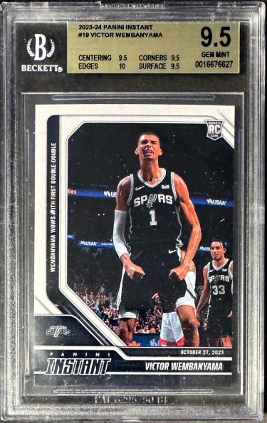 Victor Wembanyama 2023-24 Panini Instant Rookie Card (RC) #19- Beckett/BGS Graded 9.5 Gem Mint (Sub Grades/San Antonio Spurs)