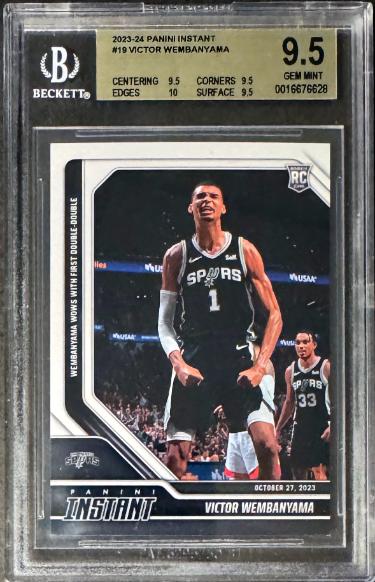 Victor Wembanyama 2023-24 Panini Instant Rookie Card (RC) #19- Beckett/BGS Graded 9.5 Gem Mint (Sub Grades/San Antonio Spurs)