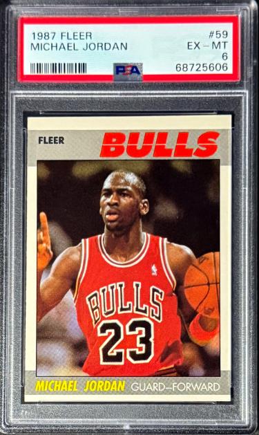Michael Jordan 1987-88 Fleer Card #59-PSA Graded 6 EX-MT (Bulls/HOF/2nd Year/GOAT)