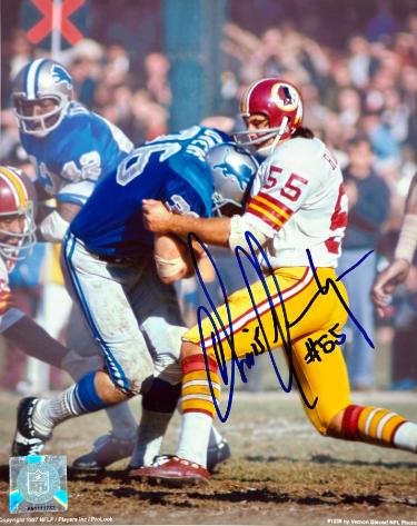 Chris Hanburger signed Washington NFL 8x10 Photo #55 minor dings- COA (HOF)