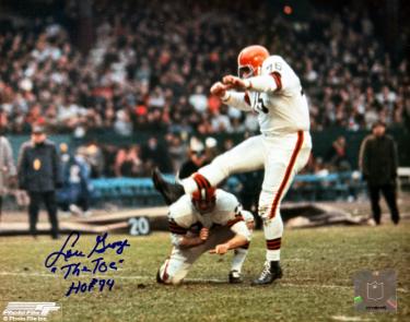 Lou Groza signed Cleveland Browns NFL Licensed 8x10 Photo dual "The Toe" & HOF 74- COA/Show Ticket